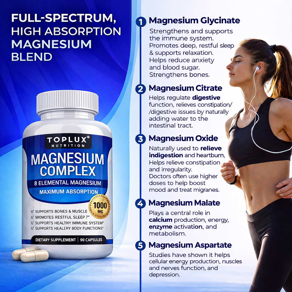 Magnesium Glycinate Capsules | 90-Count Daily Supplement